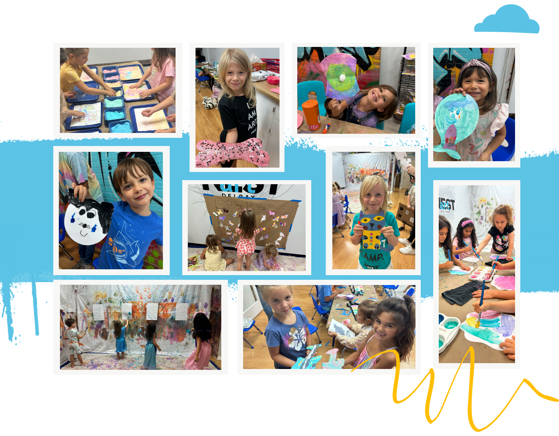 Kids at Artnest summer art camp painting together