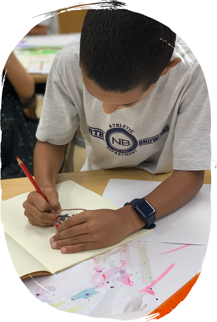 Teacher leading after-school art class